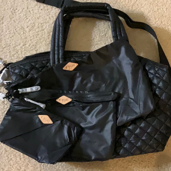 NWT MZ Wallace large Sutton tote in black, long strap & 3 pouches - Picture 4 of 9